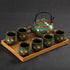 Set, Set, 1 6 Set(FDMH-GREEN) KEYDUACU Japanese Tea Kiln-Formed Ceramic Tea Plum Blossom Embossed, Includes Teapot