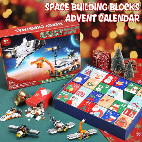Asoulin 2025 24 Countdown 25-In-1 Set 6+ Advent Calendar Boys, Days STEM Space Explorer Rover & Space Shuttle Building