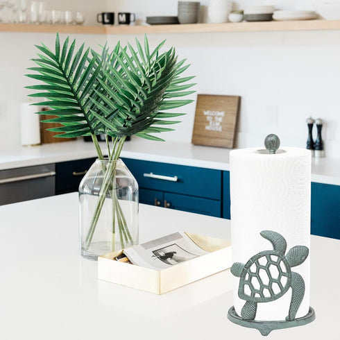 Countertop Coastal Sea Turtle Paper Towel Holder Ocean-Inspired Cast Iron Kitchen Dcor, Rustic Beach House Accessory