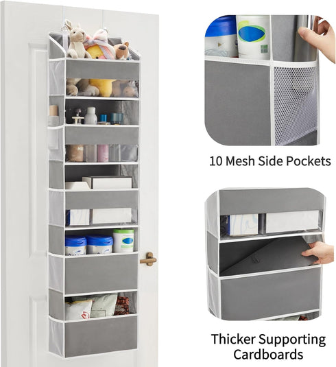 5 50lbs 10 Closet, 1pc) Tiers Over The Door Organizer Hanging - EXTRA THICK & HUGE CAPACITY, Side Mesh Pockets Over The