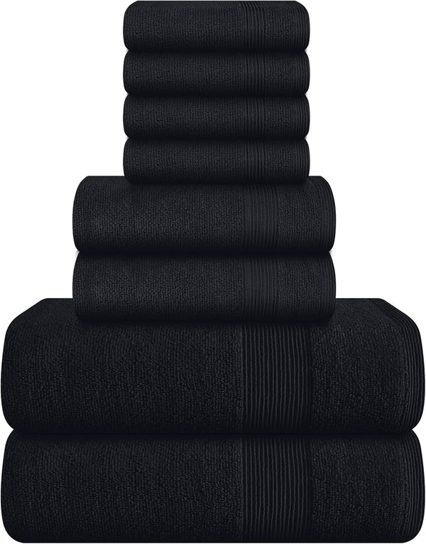 Belizzi Home 8 Piece Towel Set 100% Ring Spun Cotton, 2 Bath Towels 27x54,