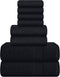 Belizzi Home 8 Piece Towel Set 100% Ring Spun Cotton, 2 Bath Towels 27x54,