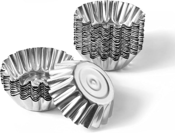 Muffin Cups for Kitchen Baking 2.36 Inch - 30 Pcs Metal Egg Tart Molds, Reusable Mini Tart Tins and Cupcake