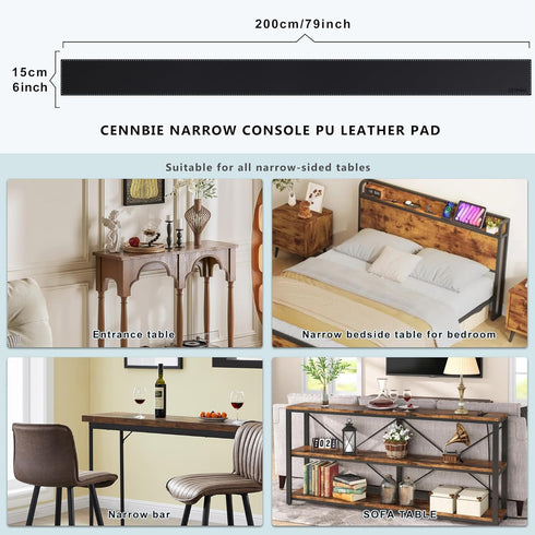 78.8 5.9 Inches CENNBIE Console Table Leather Cover - x Sofa Table Narrow Long Mat - TV/Media/Gaming/Center Console