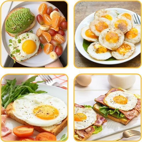 YOLCAR 2 Pack Black Nonstick Silicone Egg Rings, Upgraded Leak-proof Liquid Egg Bite Mold, Egg Mold for Frying eggs