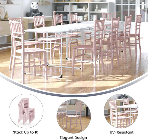 Commercial Flash Furniture Childs Pink Resin Party and Event Chiavari Chair for & Residential Use,Pink