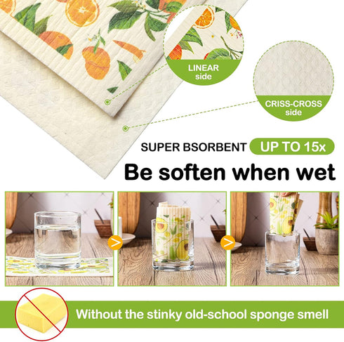 6 Patelai Pcs Swedish Dishcloth for Kitchen Fruit Swedish Dish Towels Swedishs Dish Cloths Absorbent Reusable Paper