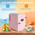 HealSmart 4 Liter Portable Mini Fridge - 6 Can Cooler and Warmer with Observation Window, Eco Friendly, Pink
