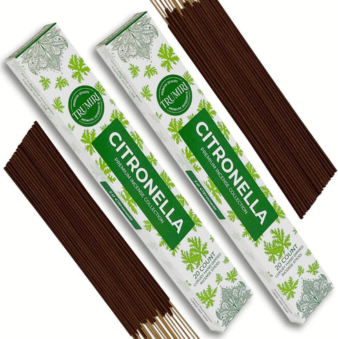 Citronella Incense Sticks for Outdoor Camping, Total 40 Sticks, Dual Pack of 20, Natural Non-Toxic Ingredients