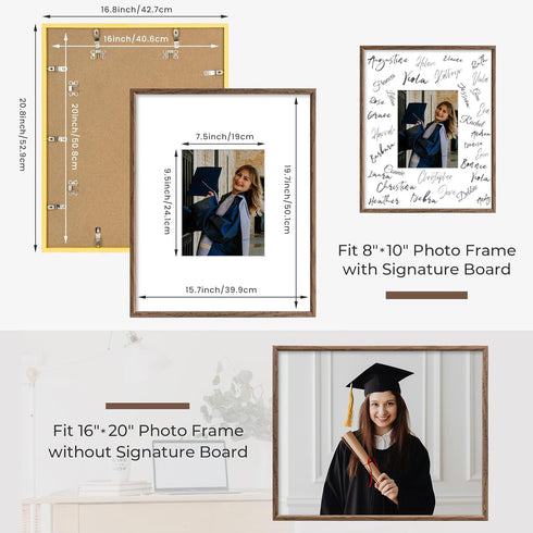 16x20 8x10 Axeman Signature Picture Frame with White Mat Wedding Guest Book Alternative, Wall Hanging Photo Frame