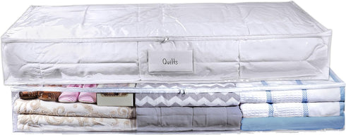 Masirs Clear Underbed Storage Bag, Durable Vinyl Material to Shield Contents from Dust, Easy Gliding Zipper for Easy