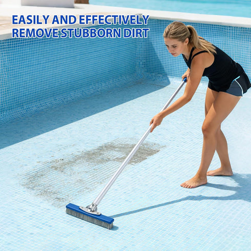 10-Inch Pool Brush Head - Combo Nylon & Stainless Steel Wire Bristles, Heavy Duty Metal Pool Brush for Extra Scrubbing