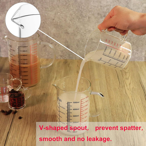 Glass Measuring Cup with Insulated Handle and V-Shaped Spout, High Borosilicate Glass, Easy to Read, 250 ML (8 Oz)