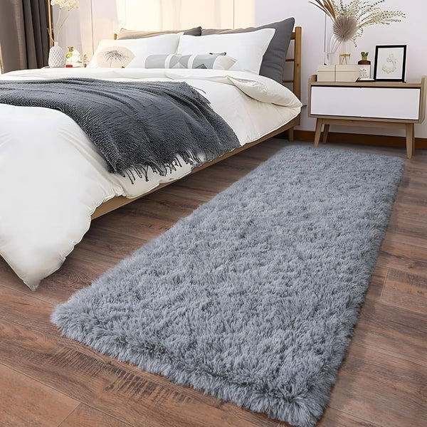 Soft Runner Rugs for Bedroom Hallways, 2x6 Grey Fluffy Shag Throw Area Rug Non Slip for Bedside Dorm Living Room