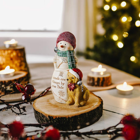 Pavilion Gift Company 5 Inch Collectible BirchHearts Snowman Figurine, "Friends are Always by Your Side"