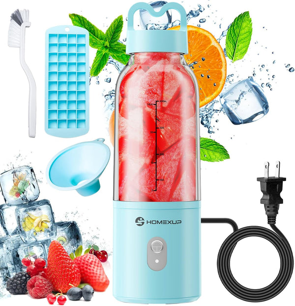 Portable Personal Blender 17OZ/500ML, 175W Juicer for Smoothies, Ice Blending, Juicing, Food Processing, Compact,