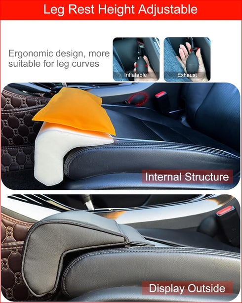 Car Leg Extender Leg Support for Driving, Car Front Seat Thigh Extender Support Cushions, Adjustable