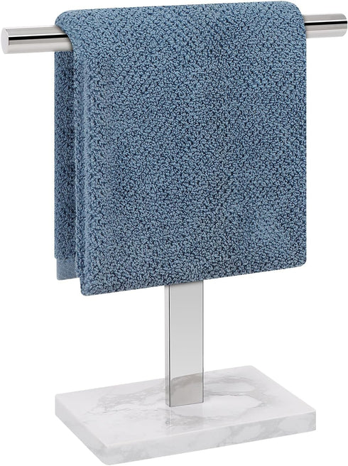 T-Shape Hand Towel Holder - Free-Standing Stand for Bathroom, Kitchen Countertop, 304 Stainless Steel (12IN-Marble