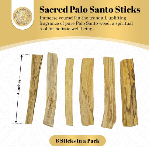 Sacred Palo Santo Wood Incense Sticks - New Age Smudges & Herbs | Harness 'Holy Wood' for Cleansing, Meditation & Energy | Ethically Sourced, Aromatic | 6 Premium Sticks for Spiritual Enrichment by New Age Smudges & Herbs