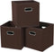 Fabric Cubby Storage Bins, 13x13x13 Inches, Foldable Organizer Bins with Dual Handles, Set of 3, Coffee