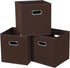 Fabric Cubby Storage Bins, 13x13x13 Inches, Foldable Organizer Bins with Dual Handles, Set of 3, Coffee