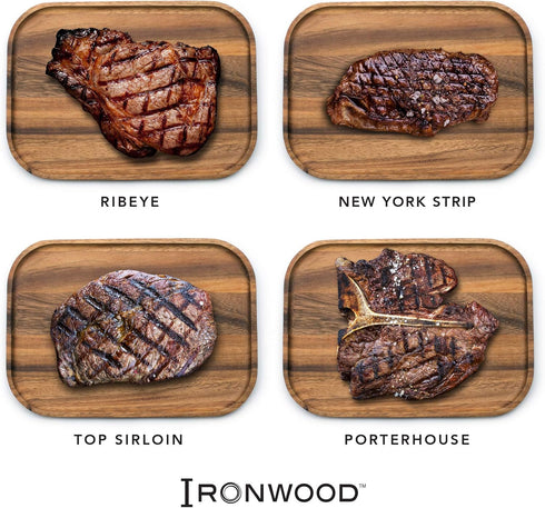 Ironwood Gourmet Small Steak Board, 7.5 x 10.5 x 0.5 inches, Brown