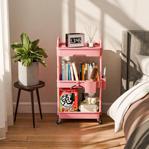 Sorgion 3 Tier Rolling Cart Organizer,Laundry Room Bathroom Organizers and Storage Office Shelves Mobile Shelving Unit
