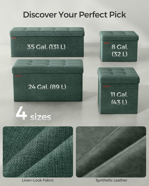 12.2 16.1 12.2 Inches, 286 lb ULSF102C01 SONGMICS Mazie Collection - Small Folding Storage Ottoman, Foot Rest Stool, x