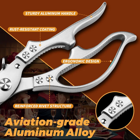 Poultry Shears, Kitchen Scissors for Food, All Purpose Heavy Duty for Chicken Wing/Thigh/Bone, Meat, Quail, Fish