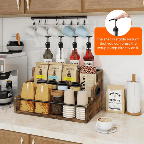 3 Countertop Homode Liquor Bottle Display Shelf, Step Coffee Syrup Rack Organizer, Liquor Wine Rack, Mini bar, Liquor