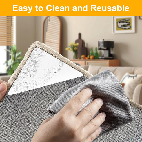 12 PCS Rug Tape - Double Sided Adhesive Gripper for Hardwood Floors, Reusable Anti-Slip Rug Grips