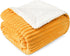 PAVILIA Mustard Yellow Sherpa Fleece Throw Blanket for Couch, Soft Plush Fuzzy