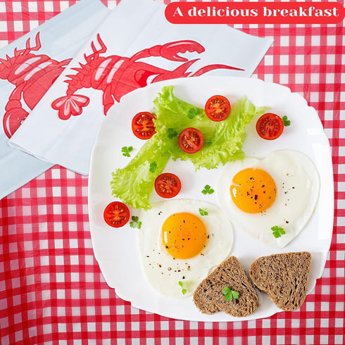 30 2 54 108 Inch Set Flutesan Pcs Disposable Bibs and Pcs x Plastic Red Gingham Checkered Tablecloths Crawfish Boil