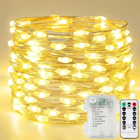 120LED 40FT Fairy Lights Battery Operated with Remote, 1 Pack Twinkle Lights
