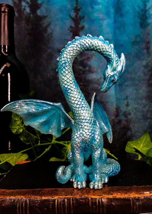 Ebros 5.5" Tall Valentine Cupid Love Blue Dragon Figurine - Romantic Male Dragon Collectible for Dungeons and Dragons