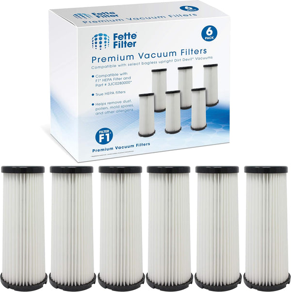 Fette Filter - Vacuum HEPA Filter Compatible with Dirt Devil F1, Pack of 6