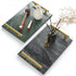 Black Real Marble Tray with Golden Handle, Decorative Natural Stone Tray for Bathroom, Kitchen, Vanity, Nightstand