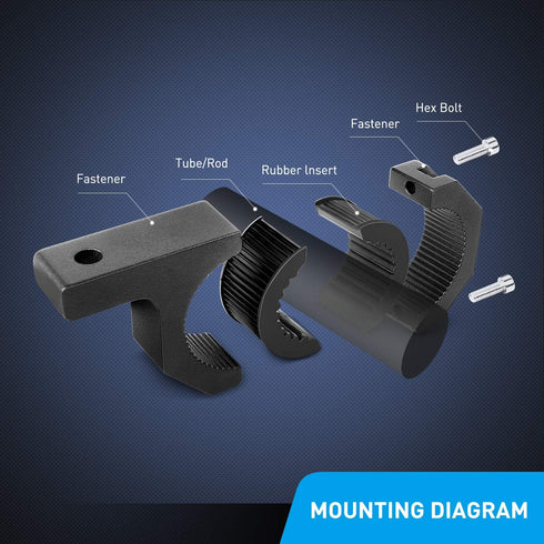 Nilight - 90020D 4PCS Mounting Bracket Kit for LED Off-Road Light, Horizontal Bar Tube Clamp, Black