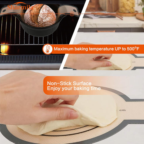 Sharmila 2Pcs Oval and Round Silicone Bread Sling for Dutch Oven, Non-Stick Baking Mat, Sourdough Supplies