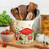 Hexagram Mushroom Decor Utensil Holder, Mushroom Kitchen Decor Ceramic Utensil Holder for Farmhouse Indoor Kitchen