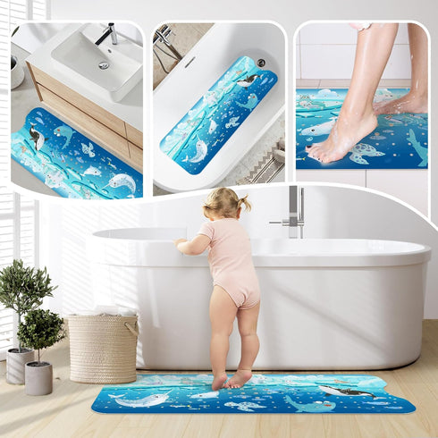 Slip-40 16 Inch, SHUCHING Polar Animal Bath Mat for Tub Non X Bathtub Mat Non Slip for Baby Kids, Toddler Long Shower