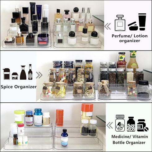 2 Pack Countertop Perfume Organizer - Three-Tiered Shelf - Perfume Lotion Skincare Stand, Spice Vitamins Medicine