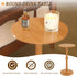 Modern Small Round Drink Table with Fluted Wood Legs - Brown Accent Table for Compact Spaces