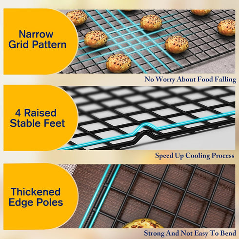 2PCS Cooling Racks for Cooking and Baking, 10" x 15" Heavy Duty Stainless Steel Wire Rack for Roasting