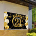 Birthday Party Decoration Extra Large Fabric Black Gold Sign Poster for Anniversary Photo Booth Background, 72.8 x 43.3