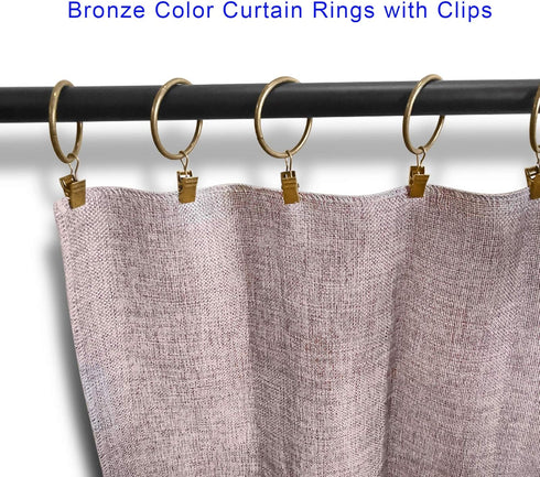40 Pack Metal Curtain Rings with Clips, Decorative Drapery Hooks 1.5 in Interior Diameter (Antique Bronze)