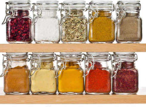24 Pack 4oz 24 SPANLA Spice Jars, Small Glass Jars with Airtight Hinged Lid, With Spice Labels & Silicone Funnels