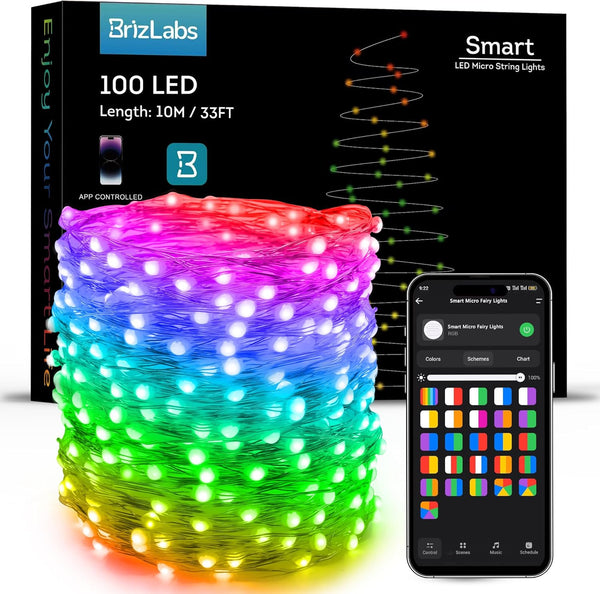 BrizLabs July 4th Lights, 33ft 100 LED Color Changing Patriotic Fairy Lights