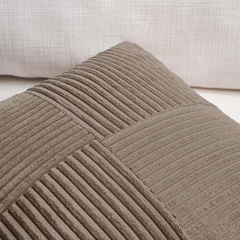 Fancy Homi Set 1, 24x12 Inch of Decorative Light Brown Corduroy Patchwork Soft Striped Modern Accent Cushion Case