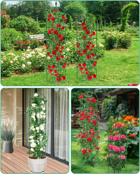 2 Pack 6Ft MYMULIKE Garden Trellis for Climbing Plants Outdoor & Indoor - Tall Rustproof Plant Support Cage for Vines